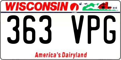 WI license plate 363VPG