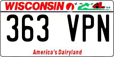 WI license plate 363VPN