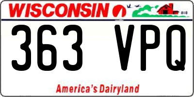 WI license plate 363VPQ