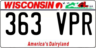 WI license plate 363VPR