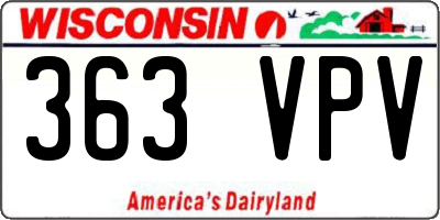 WI license plate 363VPV