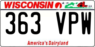 WI license plate 363VPW