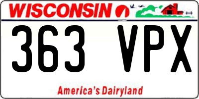 WI license plate 363VPX