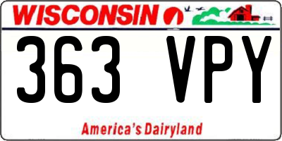 WI license plate 363VPY