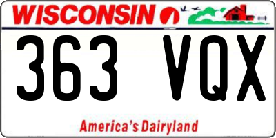 WI license plate 363VQX