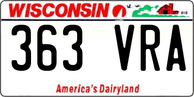 WI license plate 363VRA
