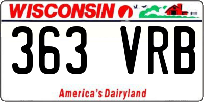 WI license plate 363VRB