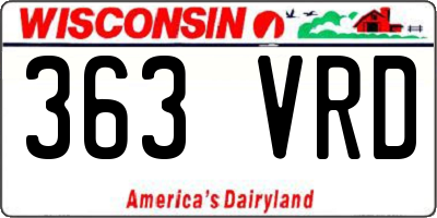 WI license plate 363VRD