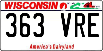 WI license plate 363VRE