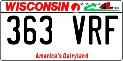 WI license plate 363VRF