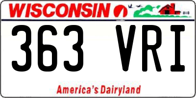 WI license plate 363VRI