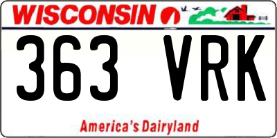 WI license plate 363VRK