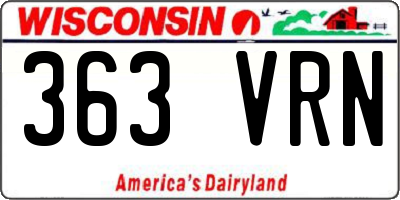 WI license plate 363VRN