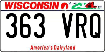 WI license plate 363VRQ