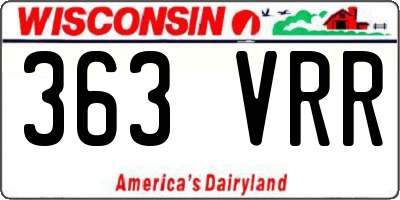 WI license plate 363VRR