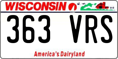 WI license plate 363VRS