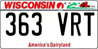 WI license plate 363VRT