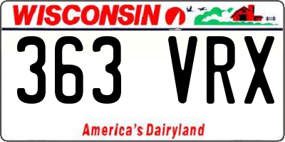 WI license plate 363VRX