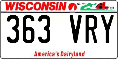 WI license plate 363VRY