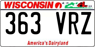 WI license plate 363VRZ