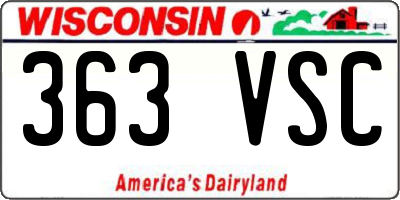 WI license plate 363VSC