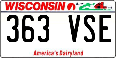 WI license plate 363VSE