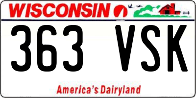 WI license plate 363VSK
