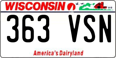 WI license plate 363VSN