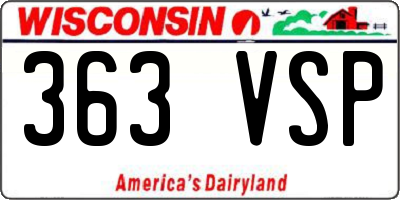 WI license plate 363VSP