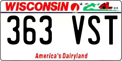 WI license plate 363VST