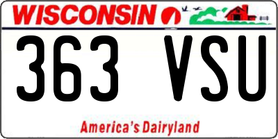 WI license plate 363VSU