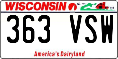 WI license plate 363VSW