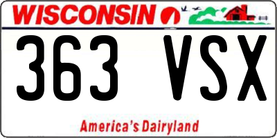 WI license plate 363VSX