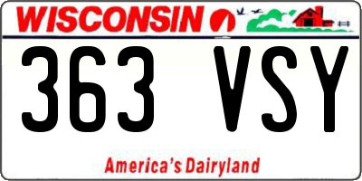 WI license plate 363VSY