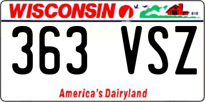 WI license plate 363VSZ