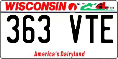 WI license plate 363VTE