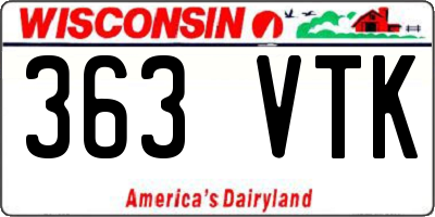 WI license plate 363VTK