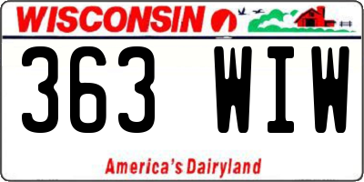 WI license plate 363WIW