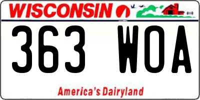WI license plate 363WOA