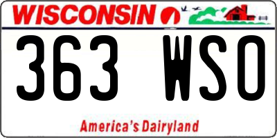 WI license plate 363WSO