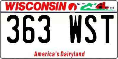 WI license plate 363WST