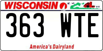 WI license plate 363WTE