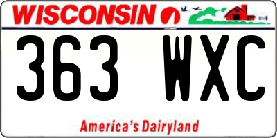 WI license plate 363WXC