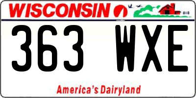 WI license plate 363WXE