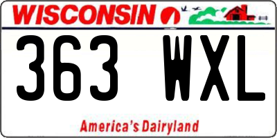 WI license plate 363WXL