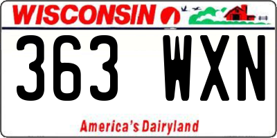 WI license plate 363WXN