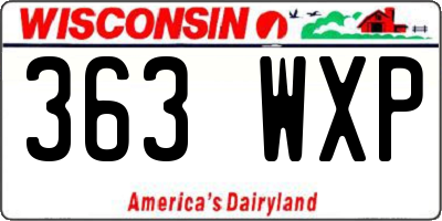 WI license plate 363WXP