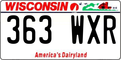 WI license plate 363WXR