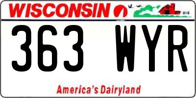 WI license plate 363WYR