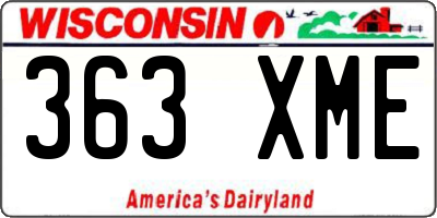 WI license plate 363XME